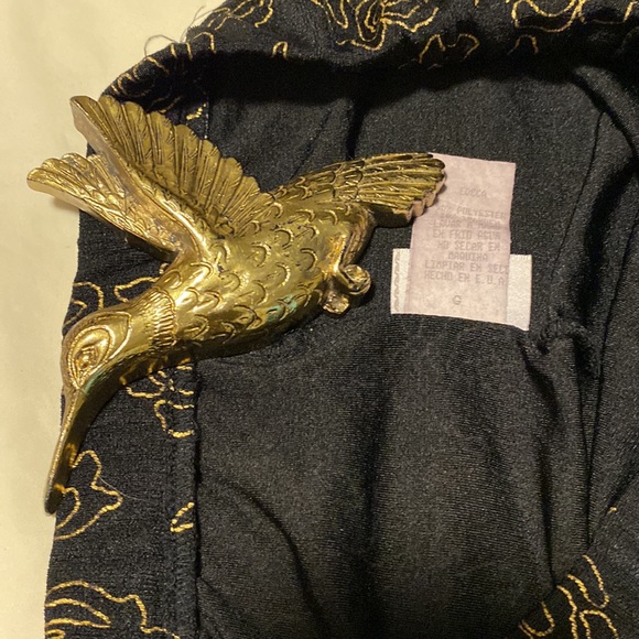 Epic USA Gold Rose Trace Design on Black Maxi Skirt with Back Split - Picture 11 of 16